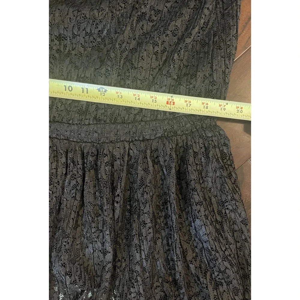 Free People Mini Dress Small Black Lace Sheer Off Shoulder Dropped Waist Boho